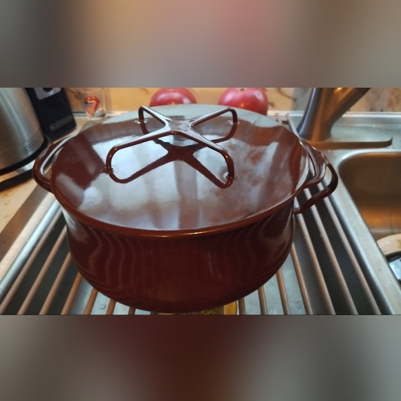 Dansk Other - Dansk Kobenstyle Vintage Chestnut Brown Enamel White Inside Cast Iron Dutch Oven